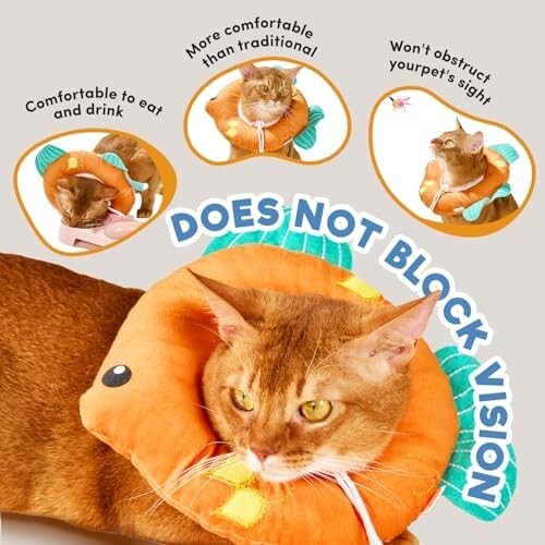 Cat Cone, Adjustable Cat Recovery Collar, Extra Soft Cat (Grapefruit, M)