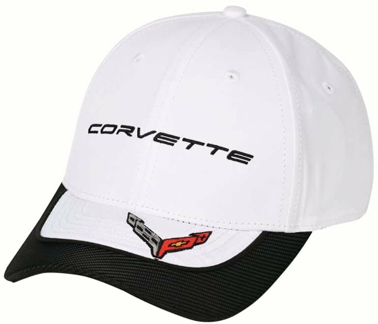 C8 Corvette Hat White with Carbon Accent Bill