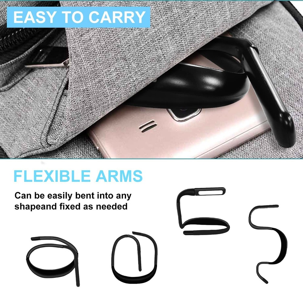 LED Neck Reading Light Adjustable Brightness 3 Colors Bendable Arms