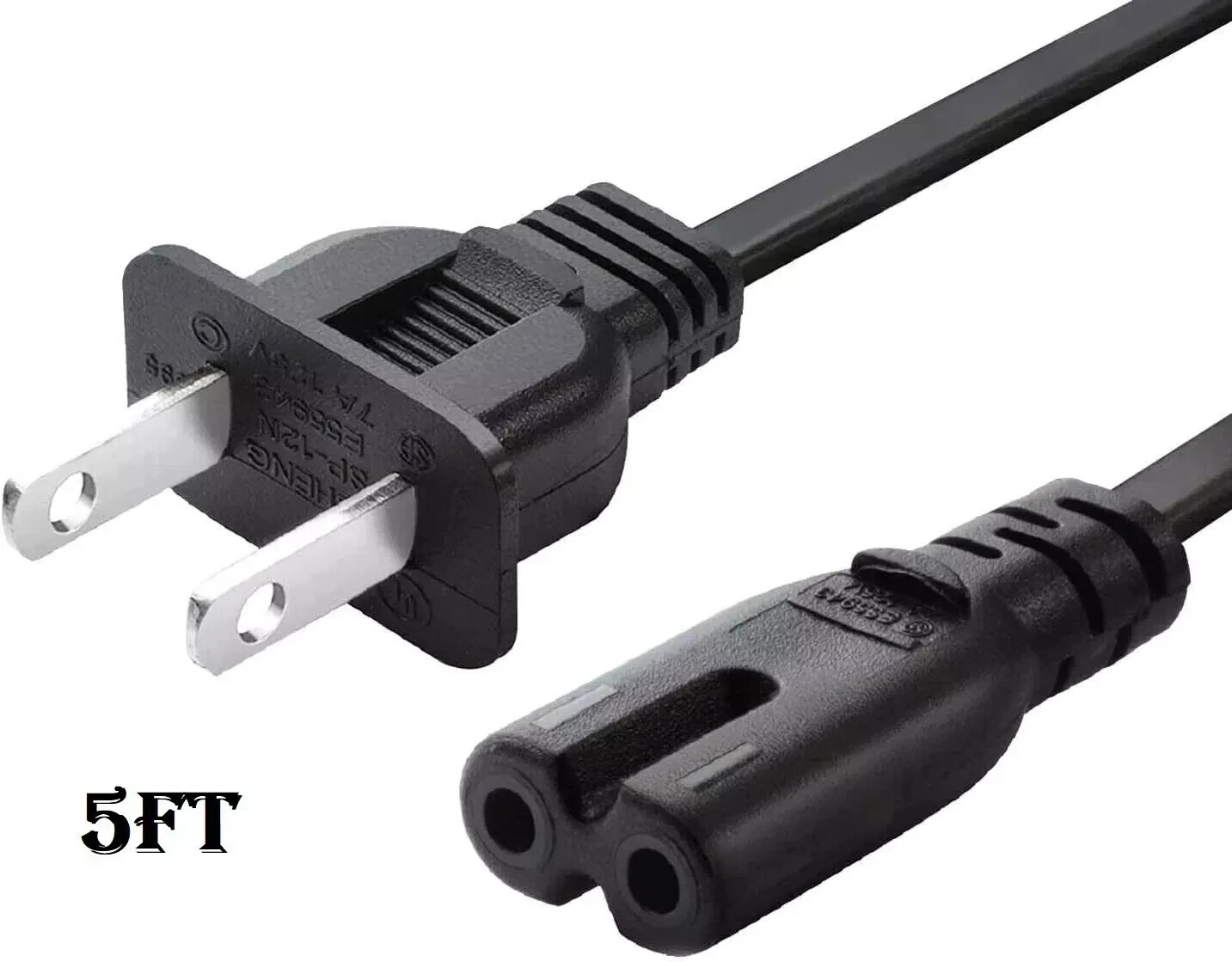 AC Power Cord/Cable for Sony Playstation 4 PS4 PS2 PS3/PS3 Slim 2-Prong Port 5FT