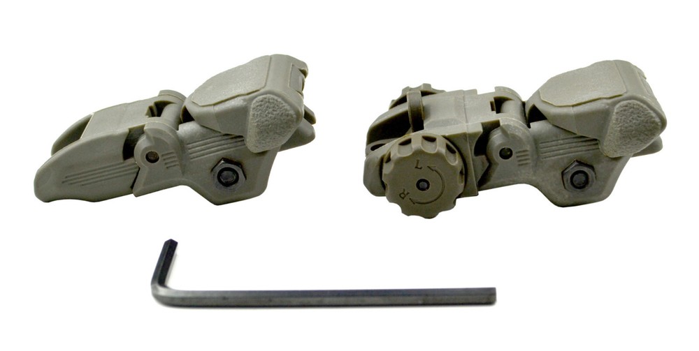 Front and Rear Backup Sight Combo Set, Polymer, Flip-up, Push-down Green