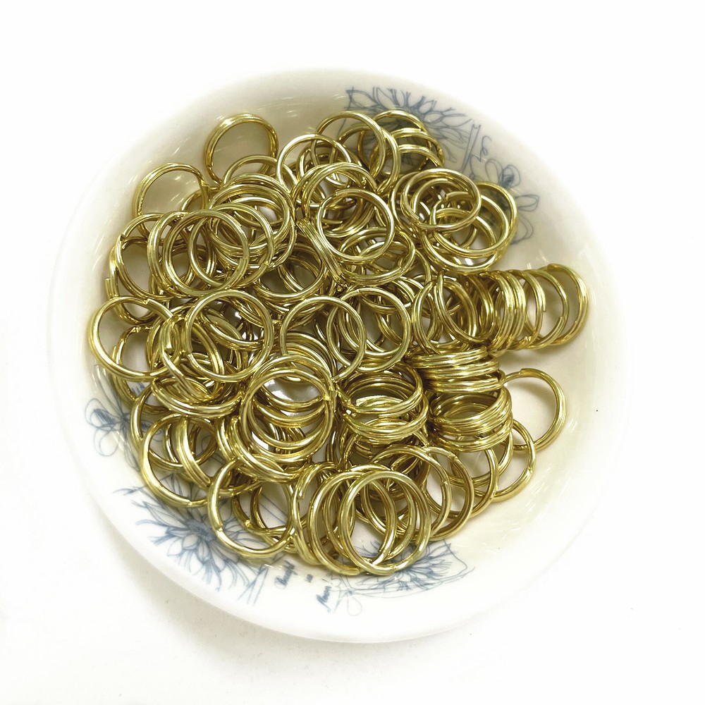 Solid Brass Key Ring Split Rings Round Wire Keyring 15mm - 35mm Double Loop