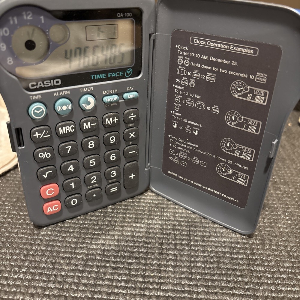 Casio Time Face QA-100 Calculator, Time, Alarm,Timer , Good Condition .