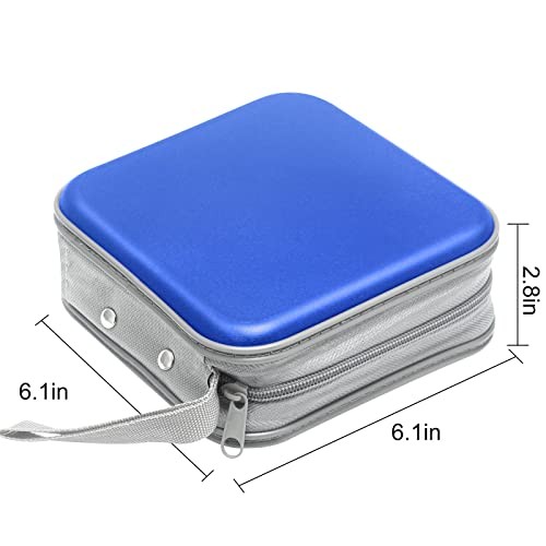 CD Case, 40 Capacity CD/DVD Case Holders Wallet Hard Plastic DVD Disc Blue