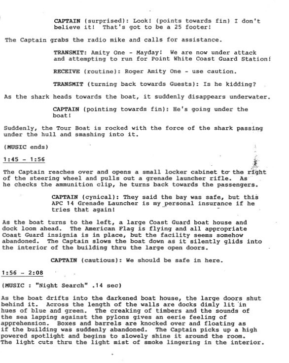 Jaws the Ride Operators Script Original ride version revised Universal Orlando