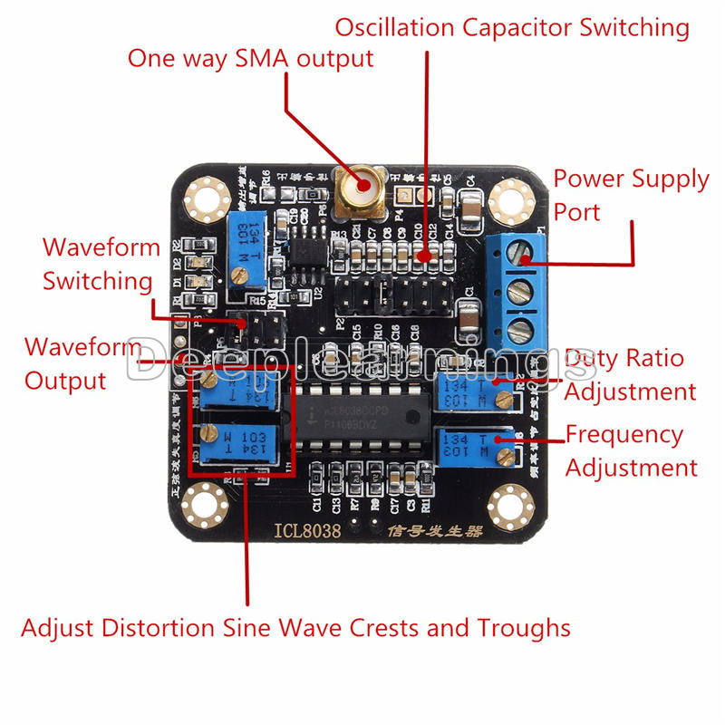 ICL8038 Low-frequency Signal Source Generator Module Sine Square Triangle Wave