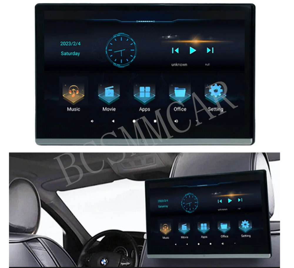 Pair Car Rear Seat TV Player 4K Video Touch Screen Music Headrest Monitor 2G+32G