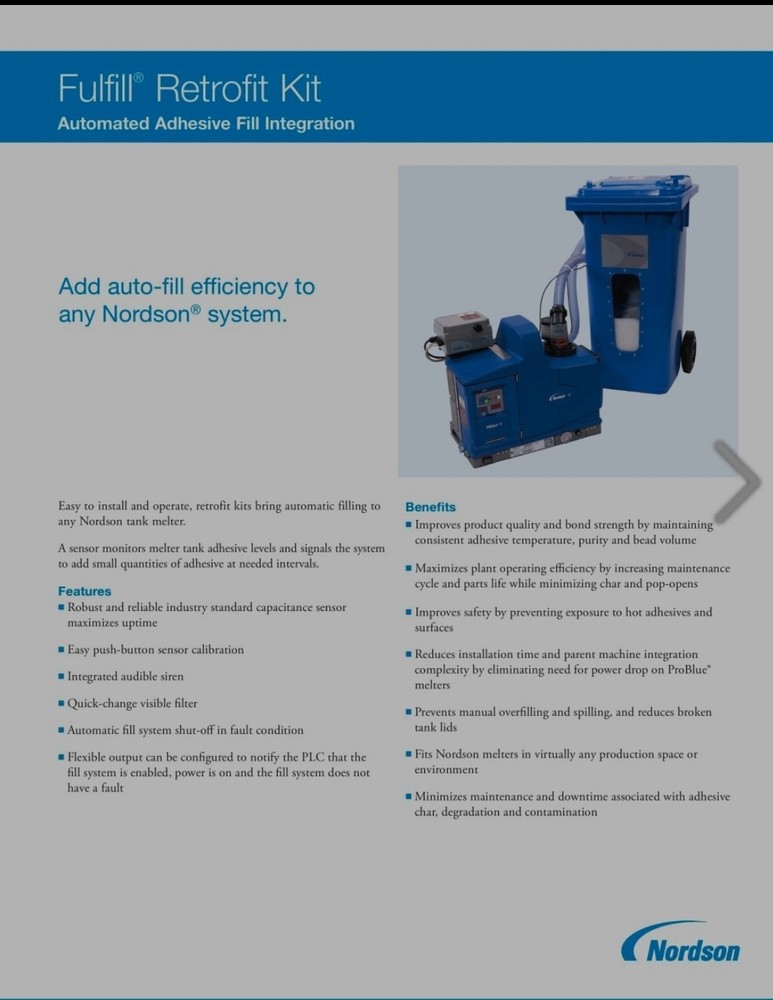 Nordson ProBlu7 Hot Melt Glue System: Full Automatic System.