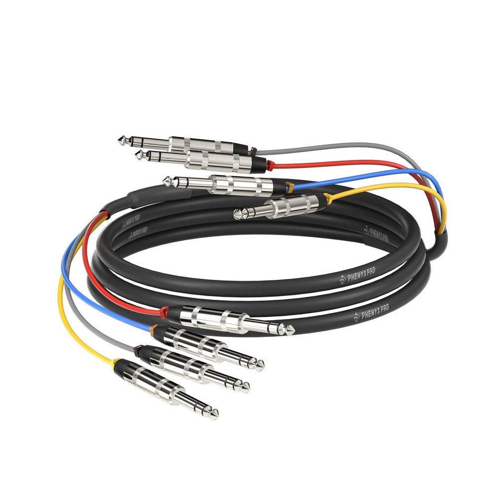 Phenyx Pro 10 Ft TRS Snake Cable, 1/4" Cable, Color-Coded TRS Patch... Fast Ship