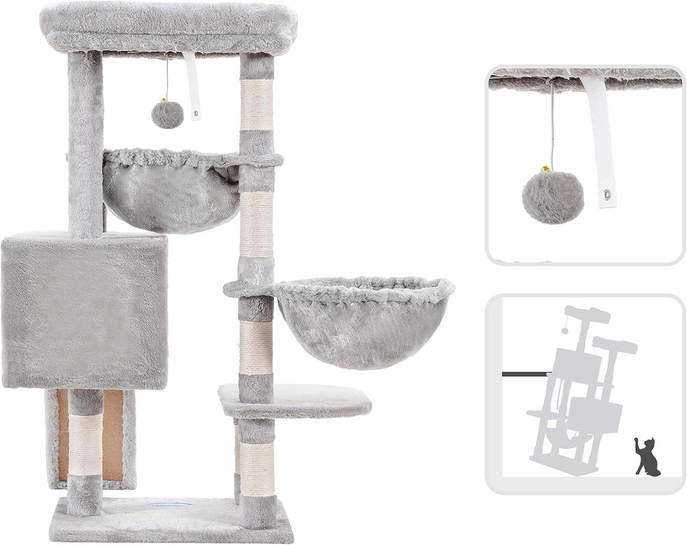 35.4" Cat Tree Tower Condo House Large Scratching Post Activity Center Playing