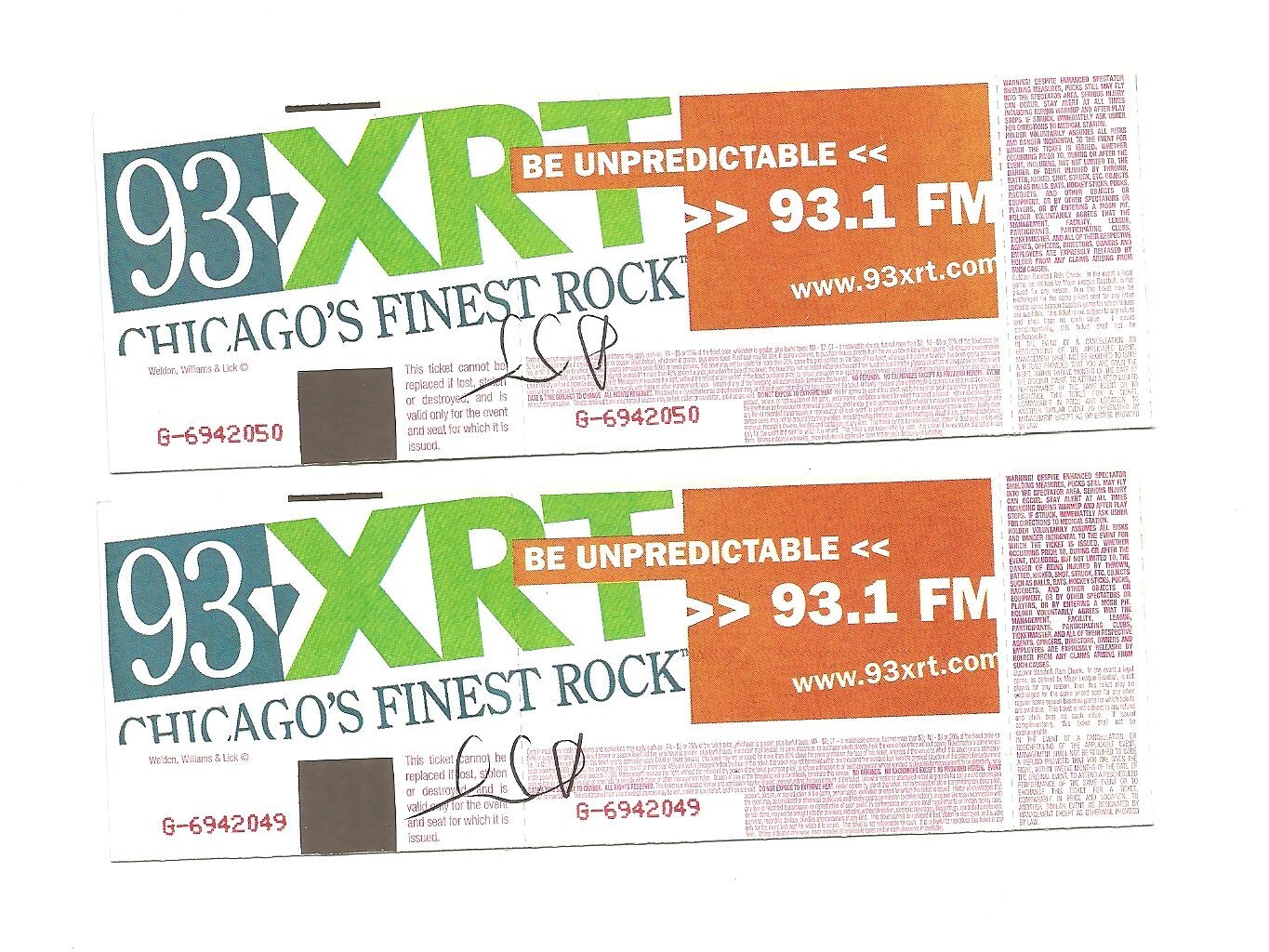 Poison Unused Concert Tickets from June 21, 2006