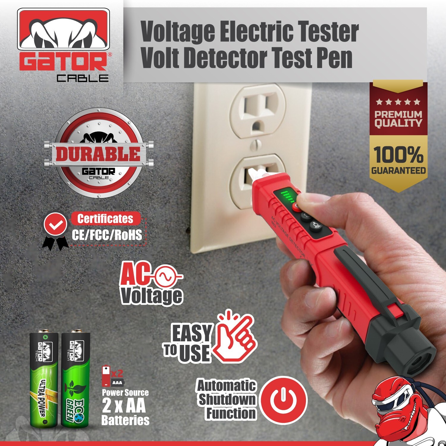 Voltage Electric Tester Volt Detector Test Pen Non-Contact Sensor AC DC 12-1000V