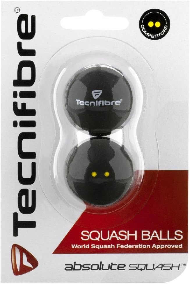 Tecnifibre Double Yellow Dot Squash Balls - 4 Pack