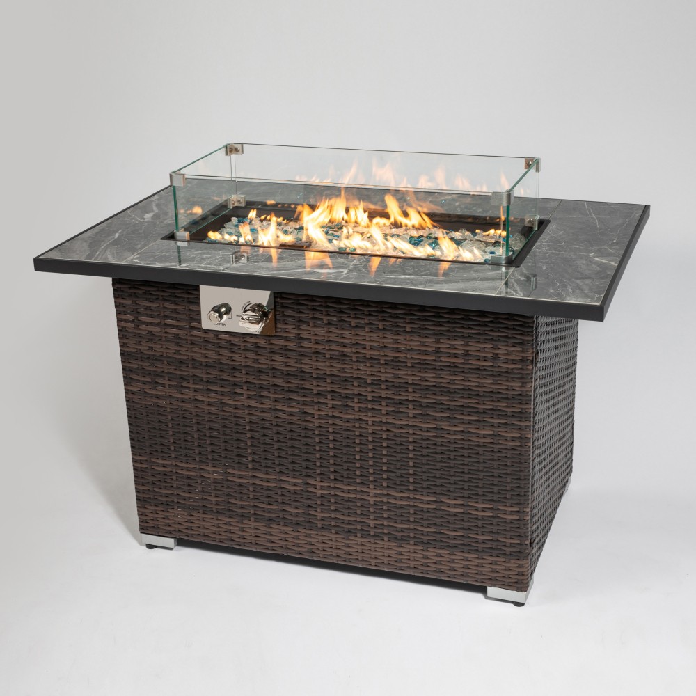 44" Gas Fire Pit Table 50000 BTU Rectangular Patio Outdoor Propane Firepits