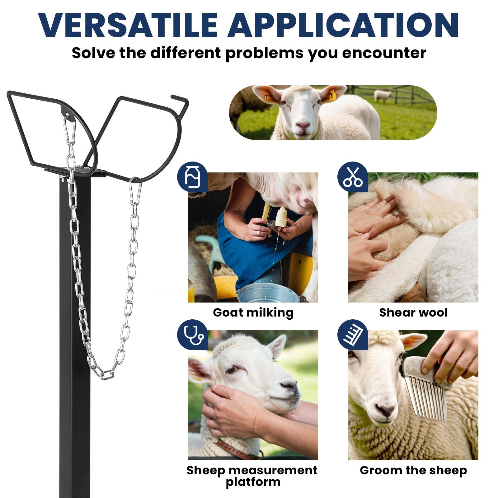 Goat Milking Stand, Adjustable Milking Stand with a Ramp for Sheep and Goats