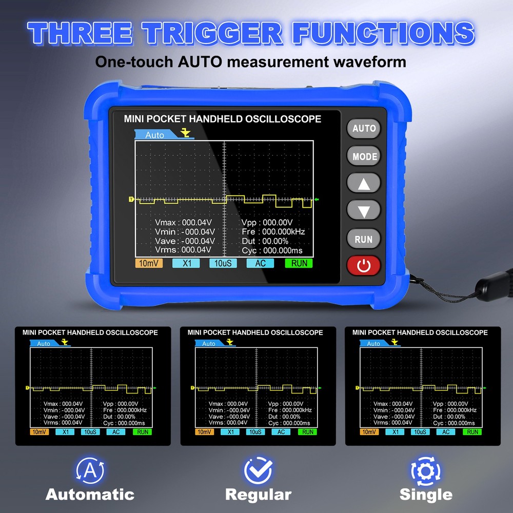 HoldPeak Handheld Digital Oscilloscope 2.5MS/s 250KHz 2.8" USB Type-C Portable