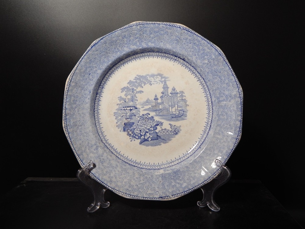 Antique Georgian Ironstone Transferware Plate, E. & G. PHILLIPS Marine Pattern