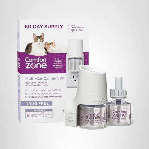 Comfort Zone 60 Day Starter Kit; 1 Multicat Diffuser & 2 Refills; Cat Calming
