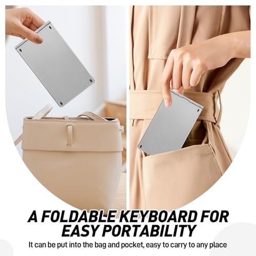 Mini Rechargeable Foldable Bluetooth Keyboard and Mouse Combo, Portable grey