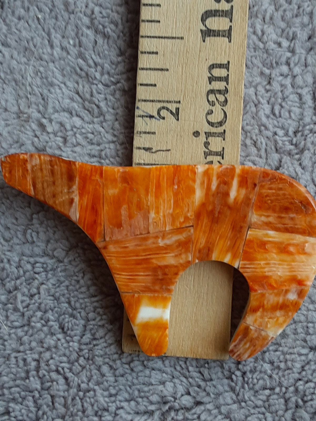 Orange Spiny Oyster Right Facing Bear Pendant 2 1/2" by 1 1/2" Make Offers!!