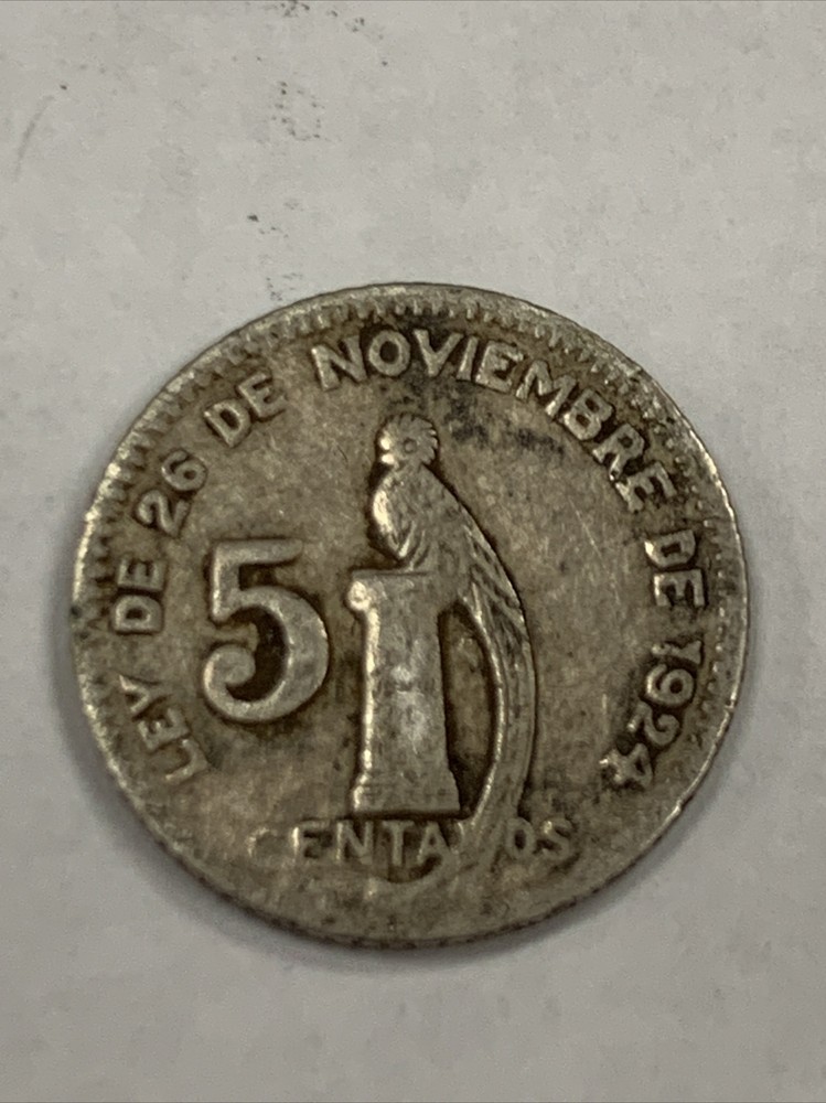 1944 Guatemala 5 Centavos - Silver Coin