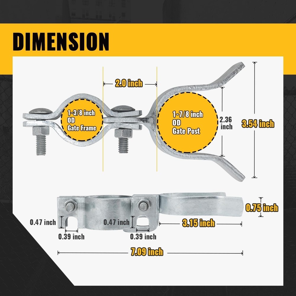Secure Hot-Dip Galvanized Chain Link Gate Latch with Padlock Access - 1 PCS