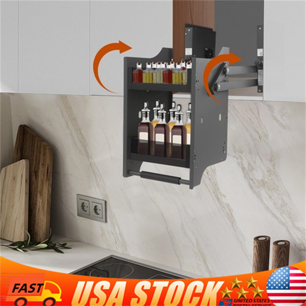 Kitchen Shelf Rack Upper Cabinet 2-Tier Pull Down Cabinet Organizer Rack