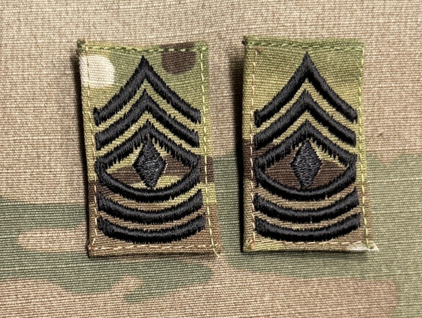 US Army 1SG/E8 Cap Rank (2) OCP Sew-On First Sergeant