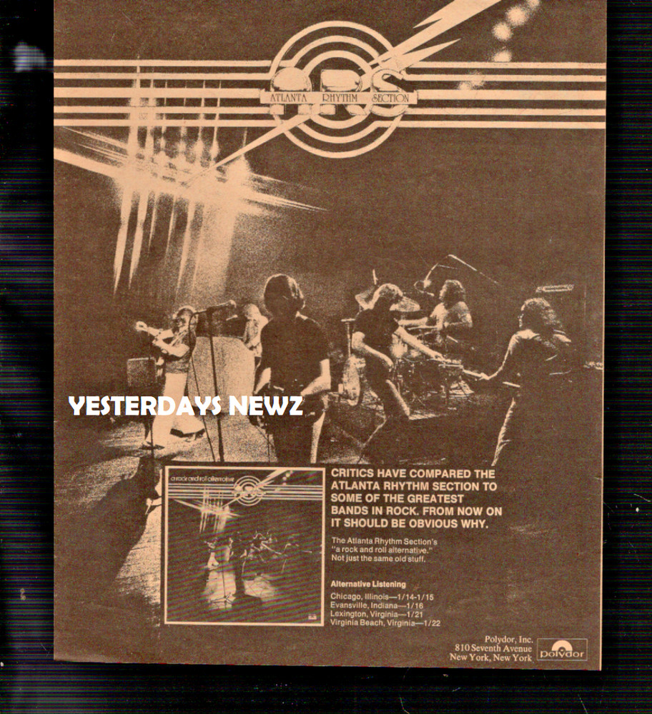 1976 Atlanta Rhythm Section "Rock & Roll Alternative" LP Print Ad