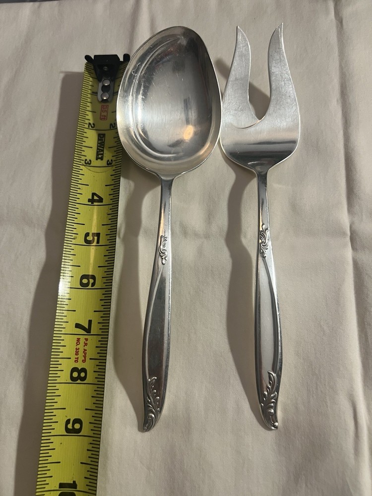 Holmes & Edwards Woodsong 1958 Deep Silver Serving Set Fork & Spoon 9"