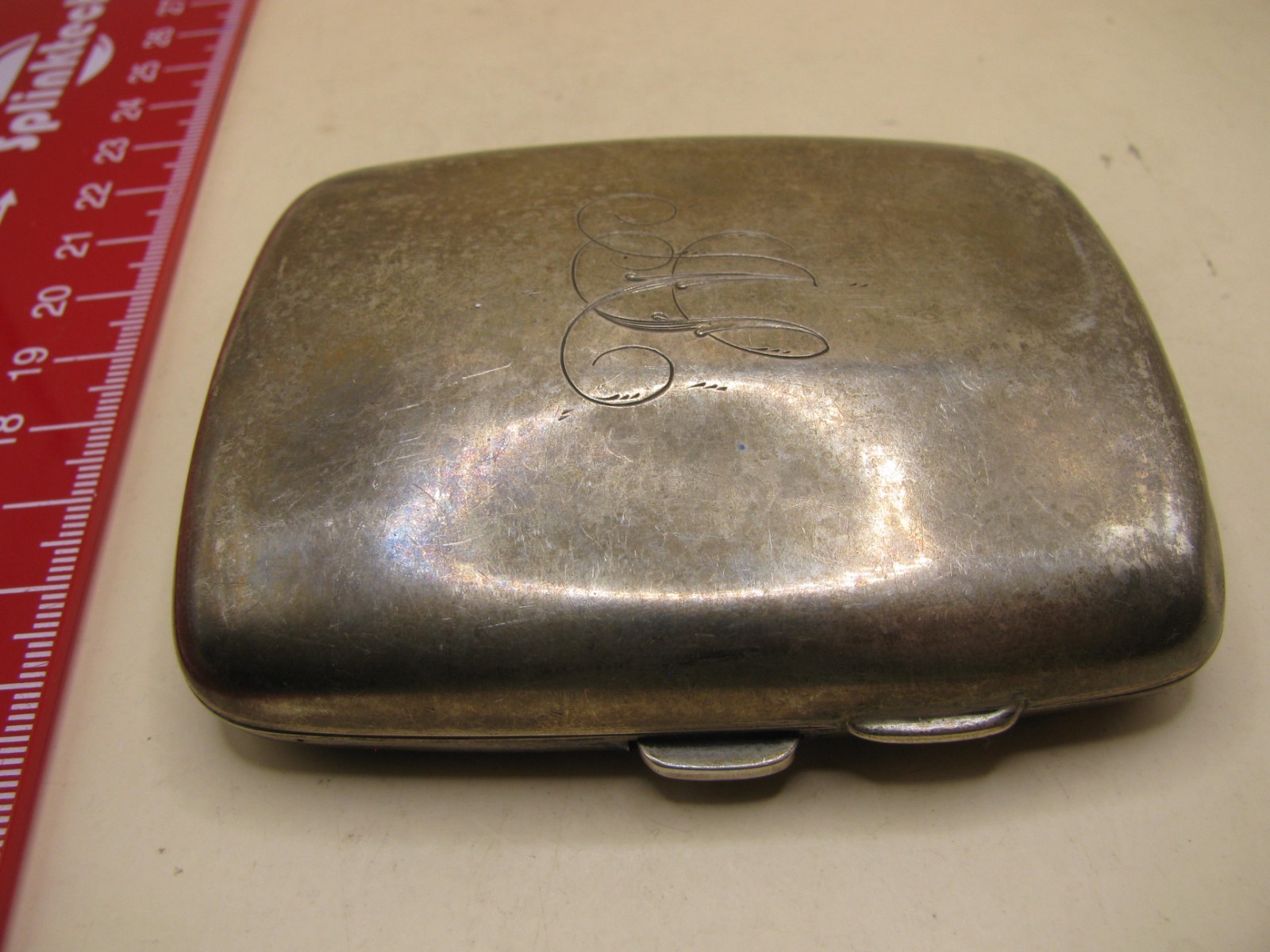 Antique Sterling Silver Cigarette Case With Monogram Detail