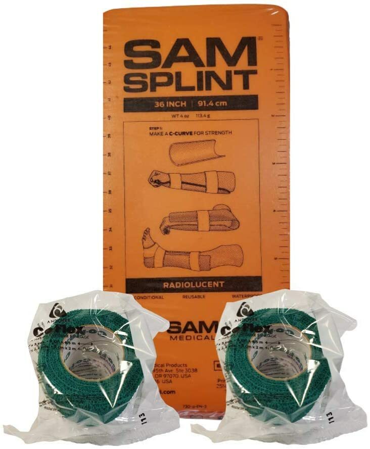 SAM Splint Kit - 36" Flat SAM Splints & 2" x 5yds Cohesive Wraps