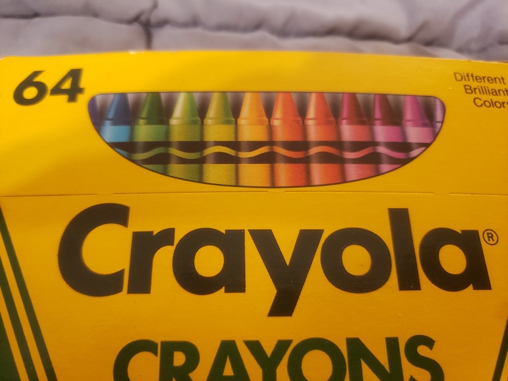 Vintage 1990 Crayola Crayons 64 Box with Dandelion & Sharpener NEW READ!