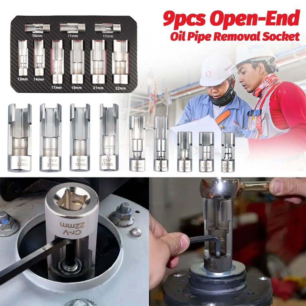 10-22mm Oxygen Sensor Tool Kit: 9Pcs Socket Wrench for Sensor Removal&Install