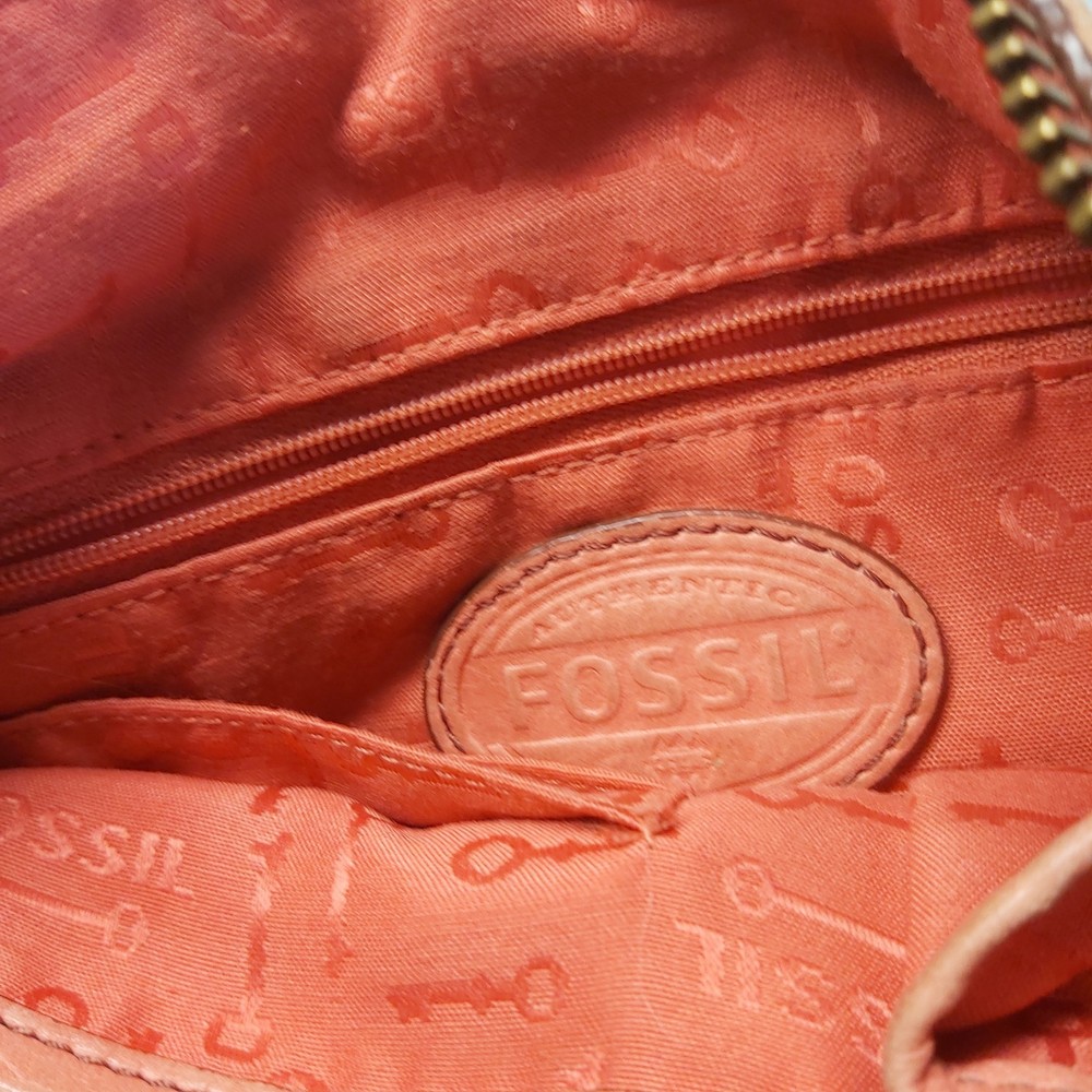 Fossil leather Handbag, Orange, 27x29cm, Adjustable Strap