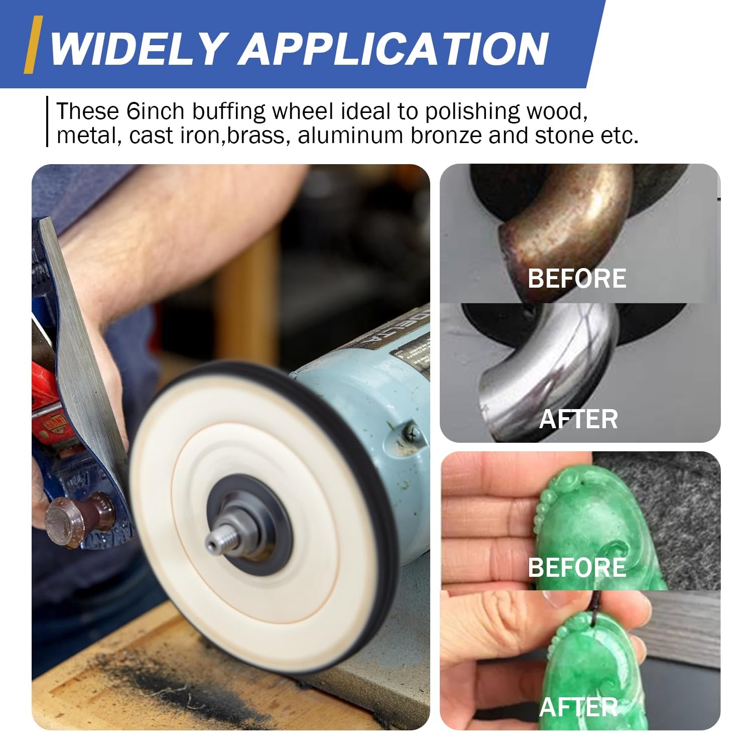 6inch Buffing Polishing Wheels 1/2" Arbor Hole,Fine (40Ply) / Medium (30Ply) ...