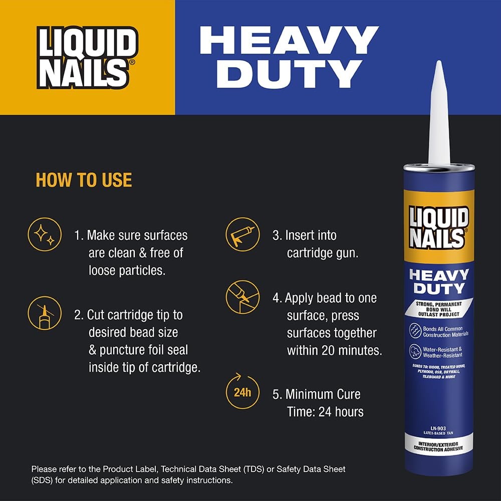Liquid Nails Heavy Duty Construction Adhesive LN903, 10 oz