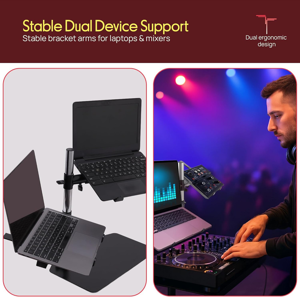 Portable Dual Laptop Stand – Standing Table Holder with Bracket Arms,Adjustable