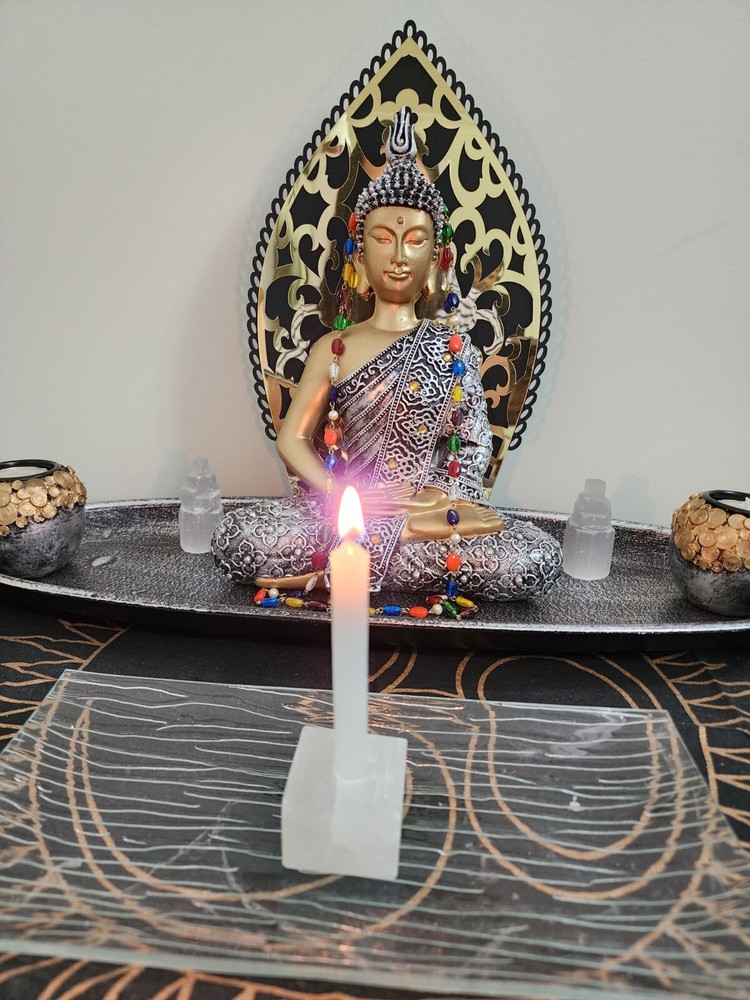 Selenite Chime/ Stick/ Spell Candle Holder - Cleansing Square