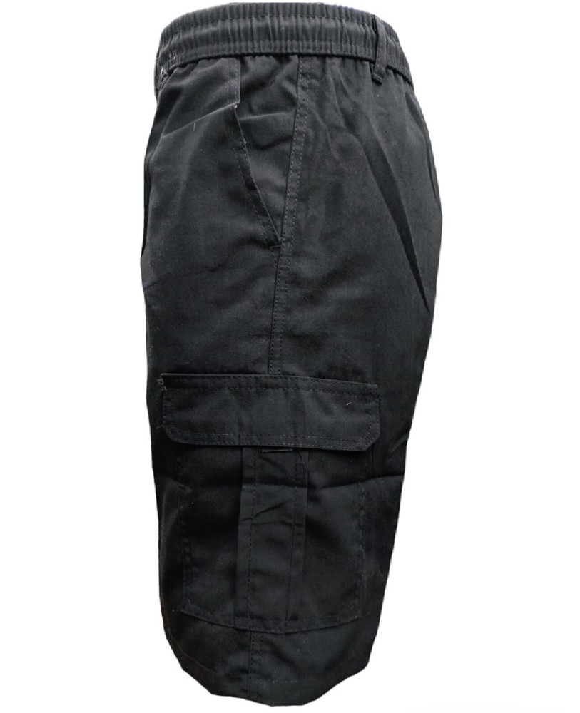 Shorts Mens Cargo Combat Multi Pocket Elasticated Waist Size Plain Lightweight