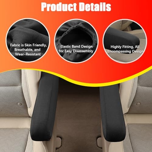2PC Car Front Seat Armrest Covers,Universal Size Seat Arm Rest Black-2PC