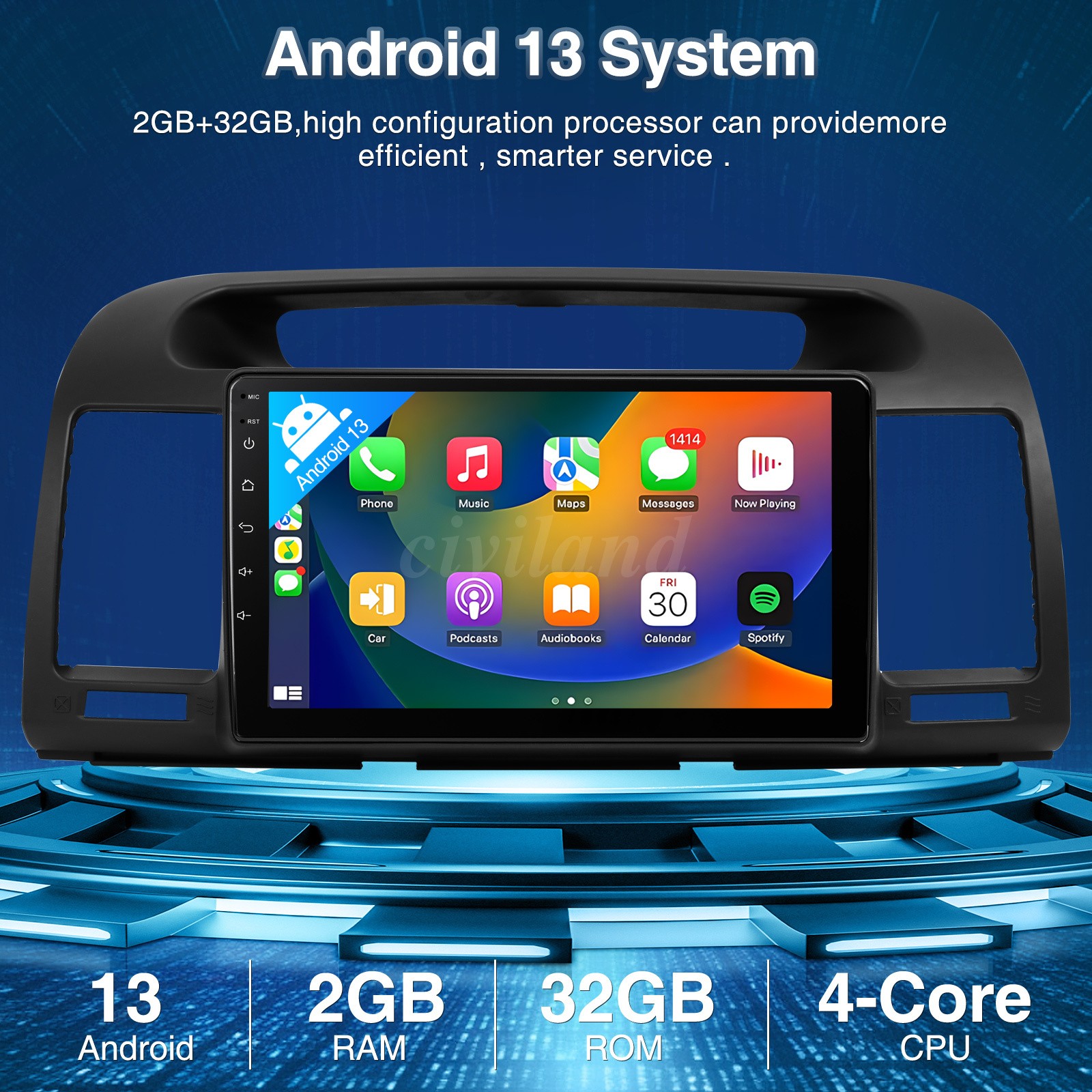 Apple Carplay For Toyota Camry 2000-2006 9" Android Car Radio Stereo GPS Navi