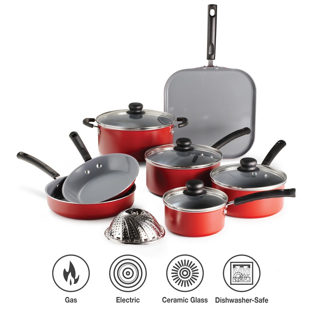 Tramontina Primaware 18 Piece Ceramic Cookware Set, Red