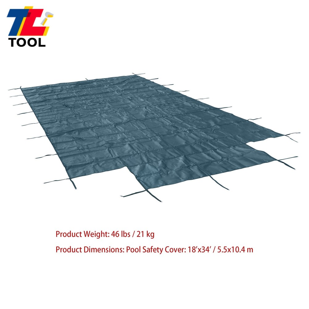 Pool Safety Cover For 20x40ft Rectangular with 4x8ft Center End Step Green Mesh