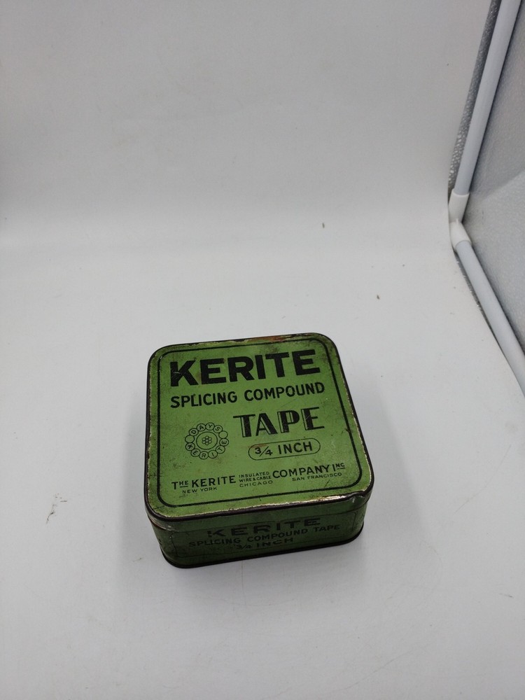 Green Kerite Splicing Compound Tape Advertising Empty Tin Decor