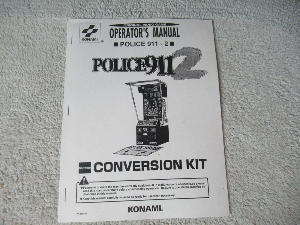 POLICE 911 2 KIT  KONAMI     arcade video  game manual