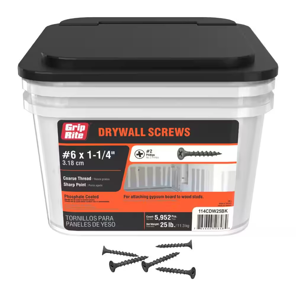 #6 X 1-1/4 In. #2 Phillips Bugle Head Coarse Thread Sharp Point Drywall Screws 2
