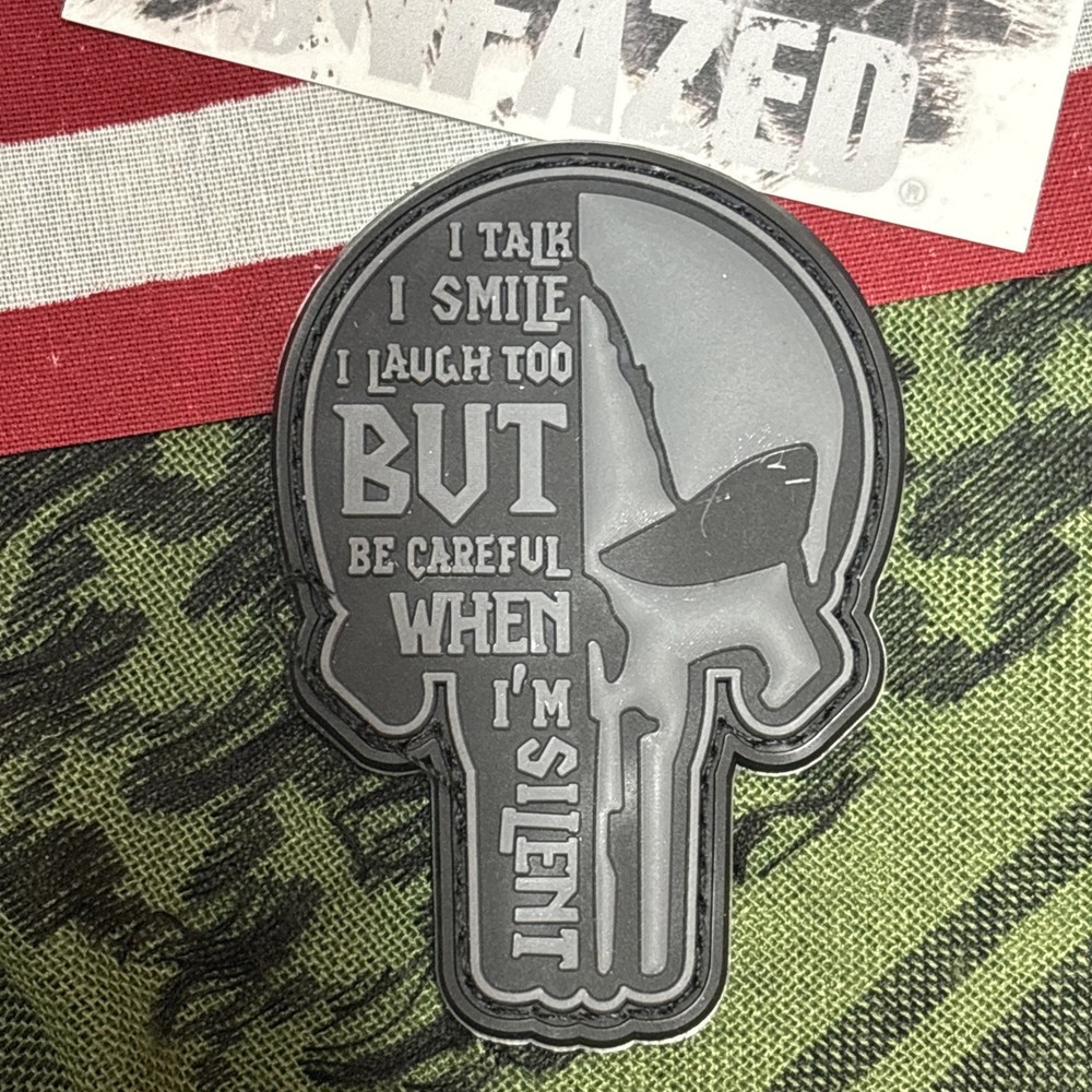 PvC 3D Punisher: Be Careful… Grey Morale Tactical Hook & Loop Patch High Quality