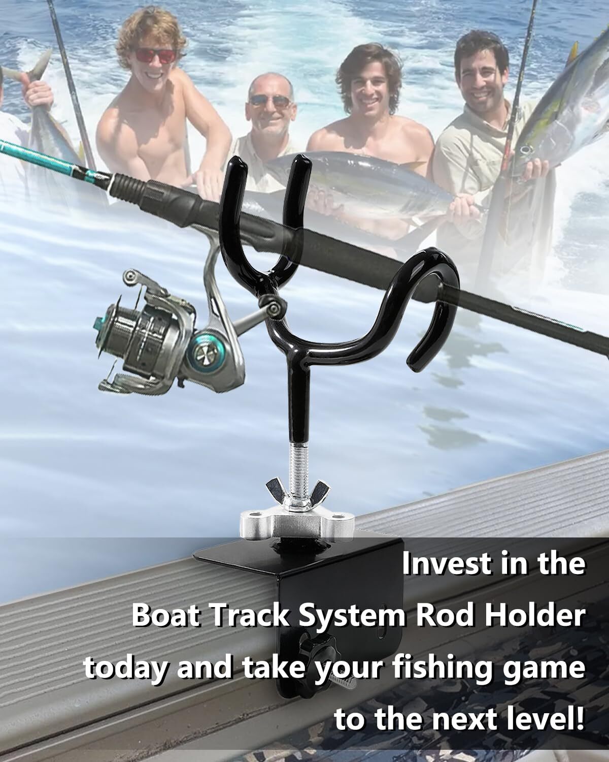 Boat Track System Rod Holder with Power Lock and Track Adapter