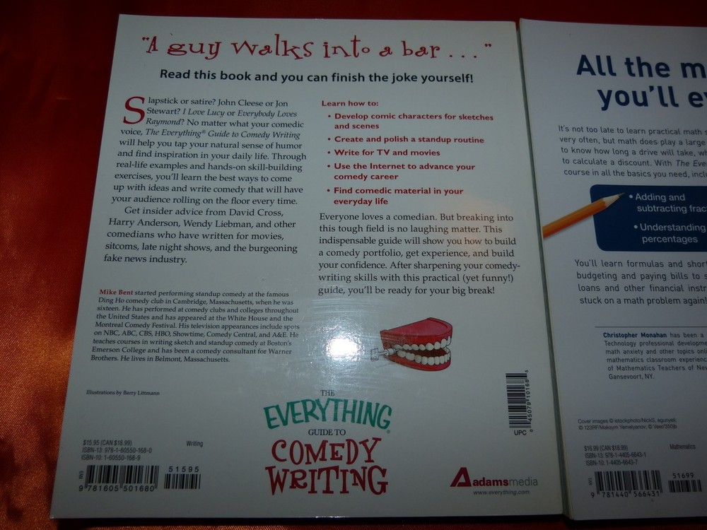 3 PACK STUDY SKILLS WRITING BOOKS SALE For Dummies Math Write Comedy Book